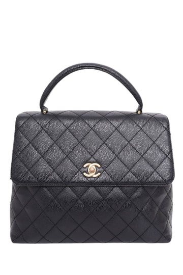 Chanel™ 2005-06 Black Caviar Leather Kelly Top Handle Bag