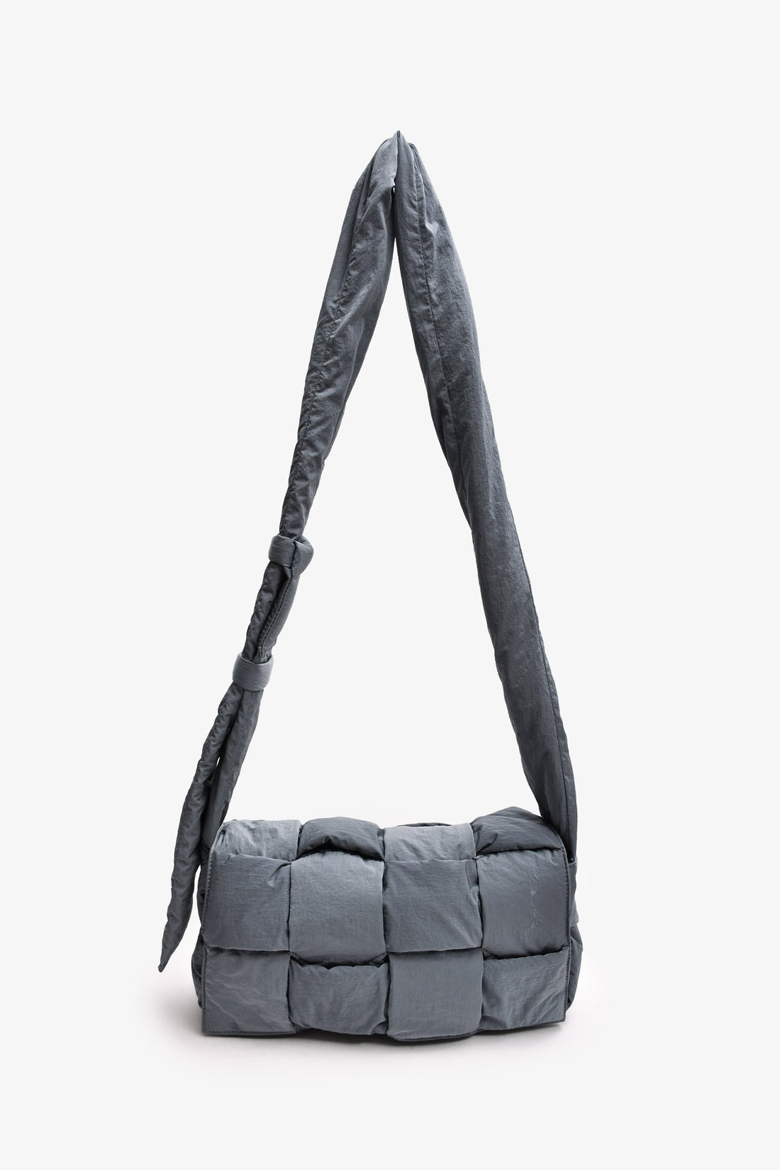 Bottega Veneta Grey Padded IntrEScio-Woven Nylon CroESbody Bag (As Is)