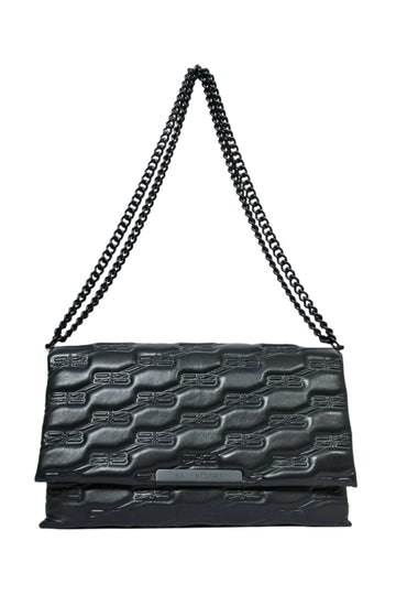 Balenciaga Black EmboESed Leather Medium Triplet Shoulder Bag