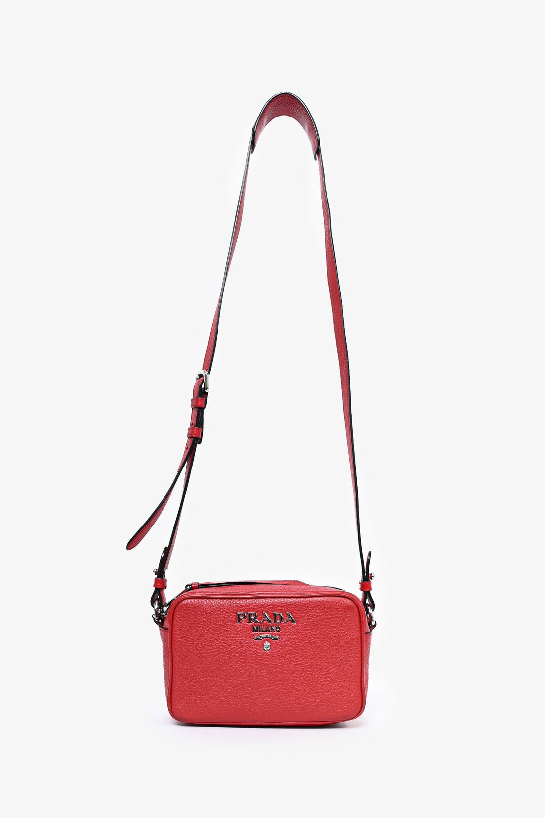 Prada Red Leather Phenix CroESbody Camera Bag