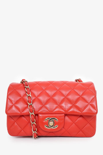 Chanel™ 2017 Red Lambskin Mini REStangle Flap Bag