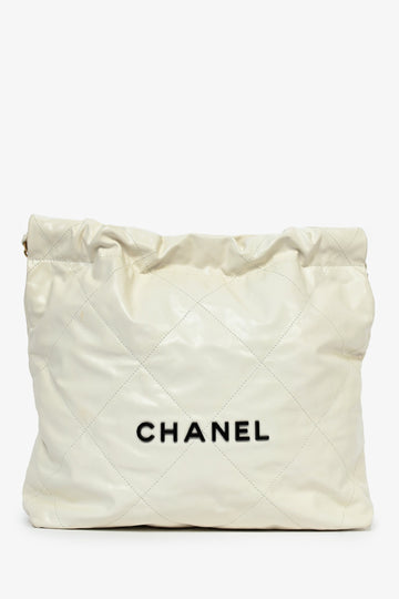 Chanel™ White Leather Small Chanel 22 Shoulder Bag