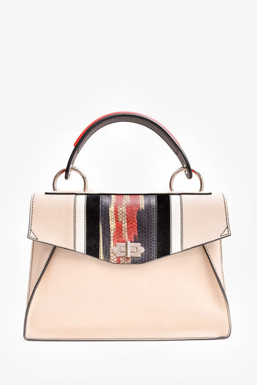 Proenza Beige Leather Snake EmboESed Top Handle Bag