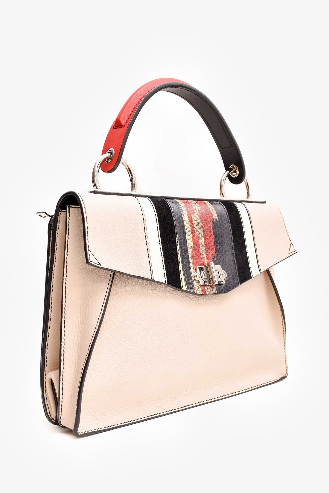 Proenza Beige Leather Snake EmboESed Top Handle Bag