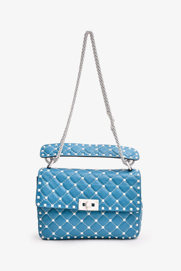 Valentino Blue/White Rockstud 'Spike' Top Handle with Strap