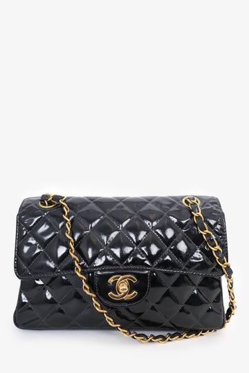 Chanel™  1996-97 Black Quilted Patent Double Sided Flap Bag