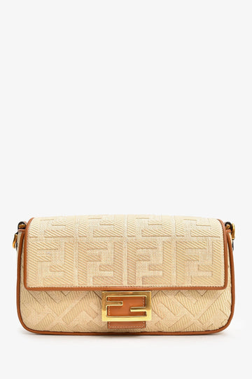 Fendi Tan Canvas/Leather FF EmboESed Shoulder Bag with Strap