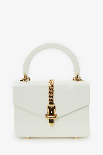 Gucci White PlexiglaES \'Sylvie 1969\' Bag with Chain