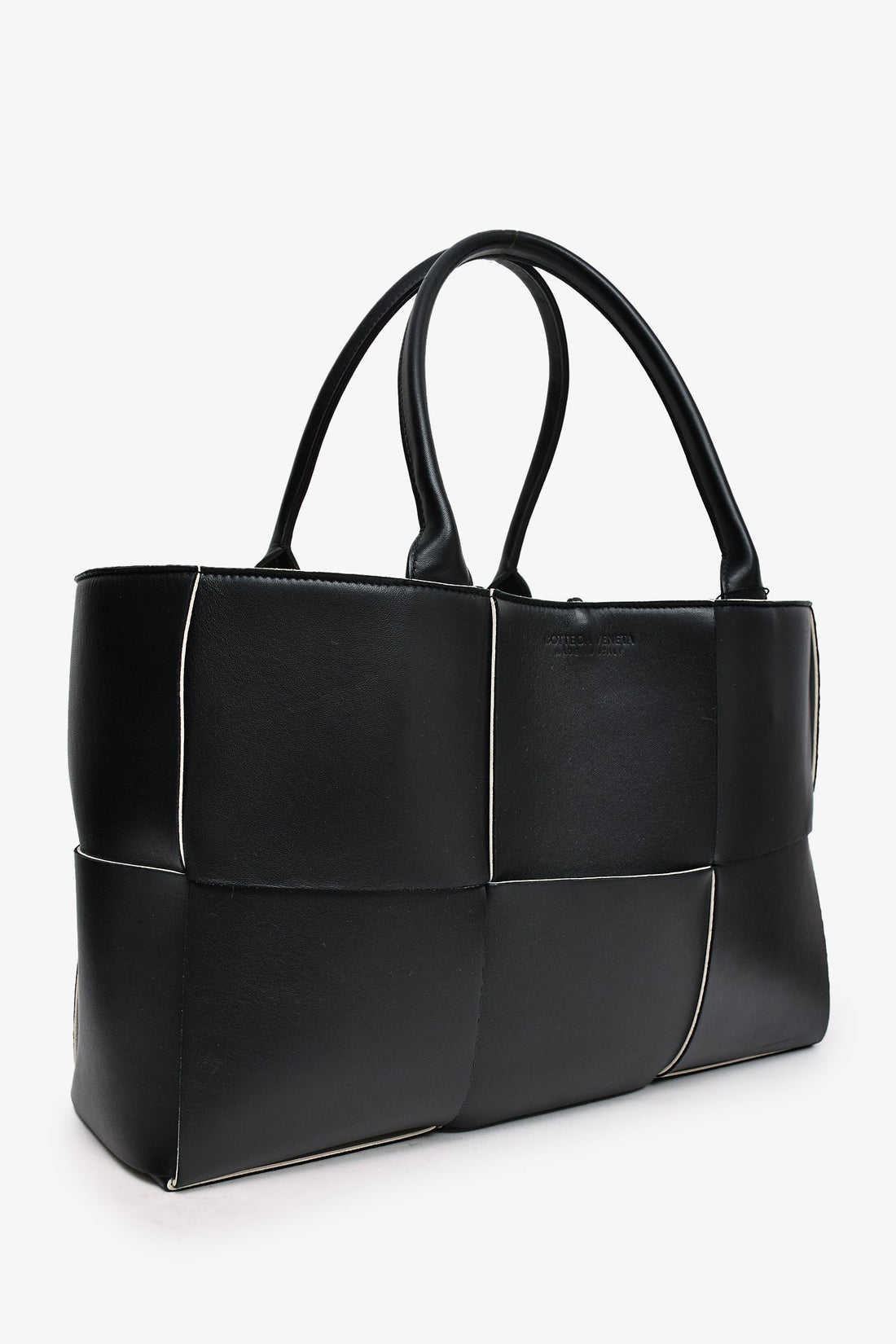 Bottega Veneta 2021 Black IntrESciato Leather Medium Arco Tote with Pouch