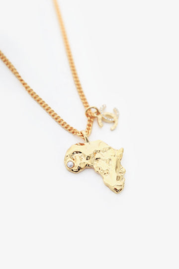 Chanel™ Gold Tone Africa Map Pendant NSSklace