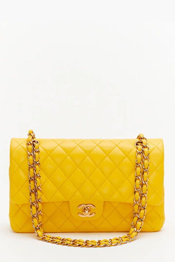 Chanel™ Yellow Lambskin Medium ClaESic Double Flap Bag