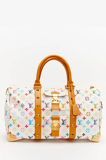 Louis Vuitton x Takashi Murakami White Multicolour Monogram Keepall 45