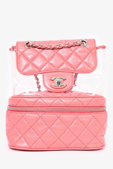 Chanel™ 2018 Pink Calfskin Leather/PVC 'Aquarium' Backpack