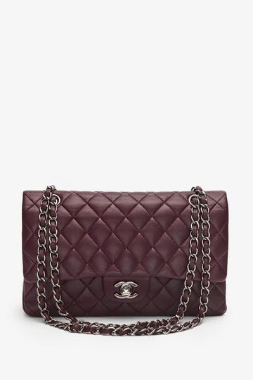 Chanel™ Dark Purple Lambskin Medium ClaESic Double Flap Bag