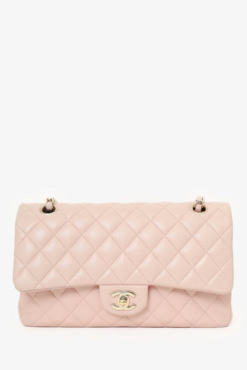 Chanel™ Light Pink Lambskin Medium ClaESic Double Flap Bag 'Refurbished'