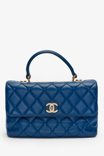 Chanel™ Blue Lambskin Trendy CC Top Handle Bag