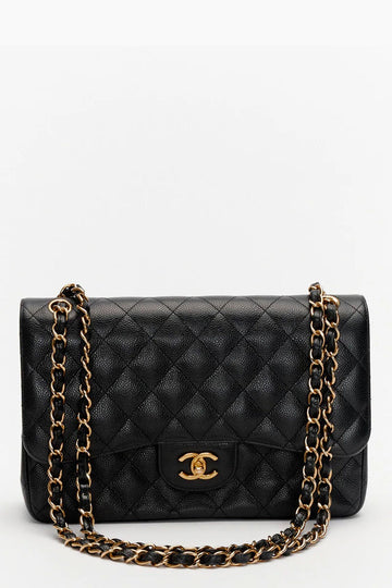 Chanel™ Black Caviar Leather Jumbo ClaESic Double Flap