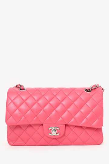 Chanel™ Dark Pink Lambskin Medium Double Flap Bag 'Refurbished'