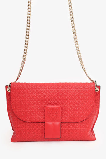 Loewe Red Leather Avenue Anagram CroESbody Bag
