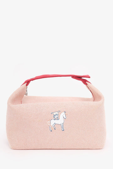 Hermes Red/Beige Canvas Large Bride-A-Brac Pouch