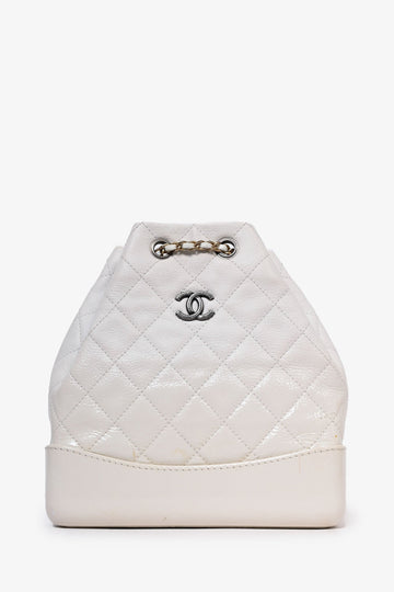 Chanel™ 2018 White Leather/Patent Small Gabrielle Backpack