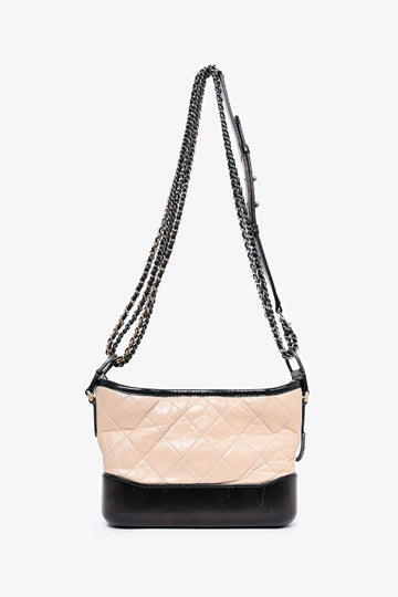Chanel™ 2018 Beige/Black Quilted Small Gabrielle Shoulder Bag (As Is)