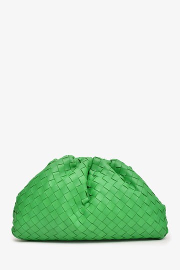 Bottega Veneta Green Leather IntrESciato Pouch