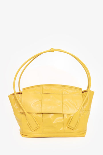Bottega Veneta Yellow Maxi IntrESciato Leather Medium Arco Tote
