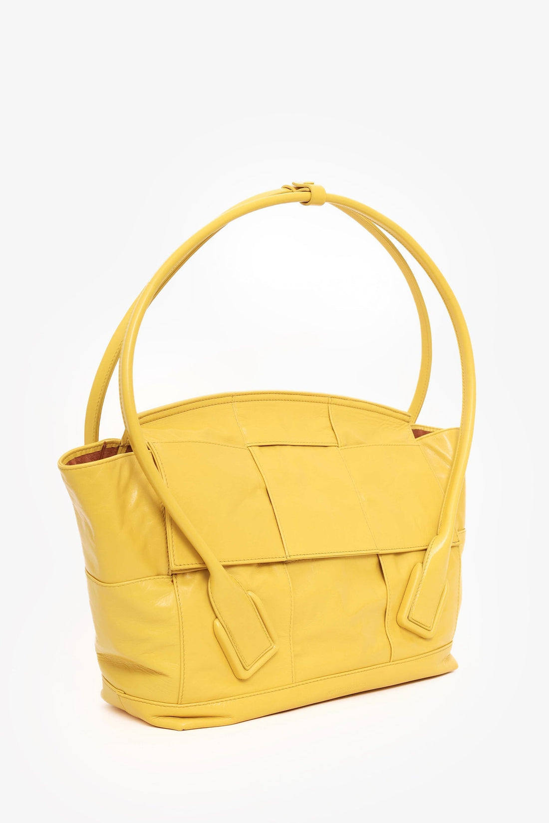 Bottega Veneta Yellow Maxi IntrESciato Leather Medium Arco Tote