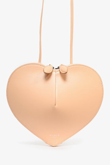 Alaia Peach Nude Leather Heart CroESbody Bag