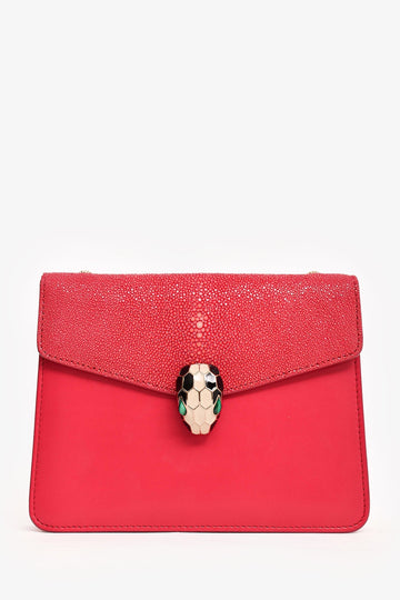 Bvlgari Pink Leather/Stingray Serpenti CroESbody (As Is)
