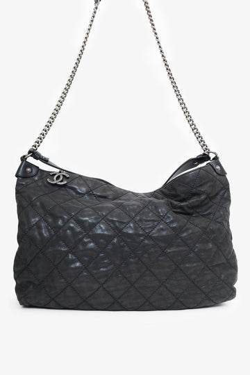 Chanel™ 2012 Black Irridescent Leather Coco Daily Hobo Shoulder Bag