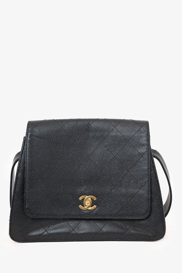 Chanel™ 1997-99 Black Caviar CC Turn Lock Flap Bag
