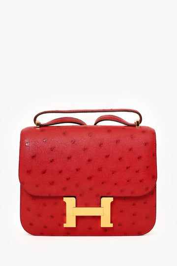 Hermès 2017 Red Ostrich Constance 18