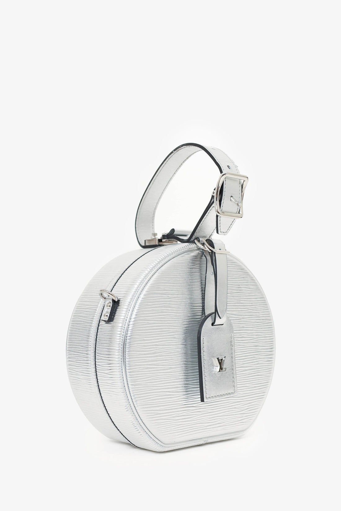 Louis Vuitton Silver Metallic Epi Petite Boite Chapeau with Strap