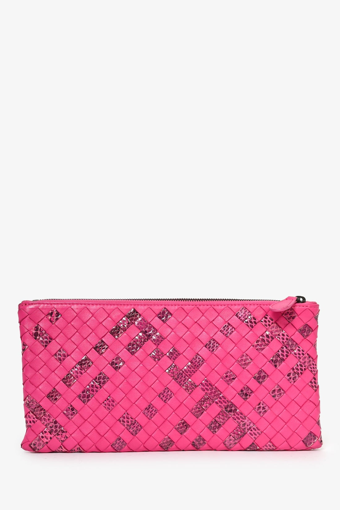 Bottega Pink Python/Leather IntrESciato Zip Pouch