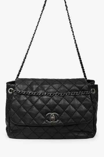 Chanel™ 2012-13 Black Quilted Calfskin Leather CC Flap Shoulder Bag