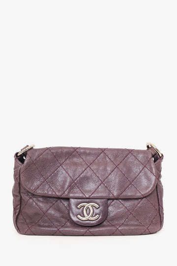 Chanel™ 2009-10 Purple Glazed Calfskin Stitched On The Road Flap Bag