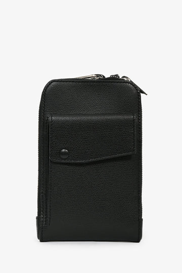 Valextra Black Leather CroESbody Phone Case