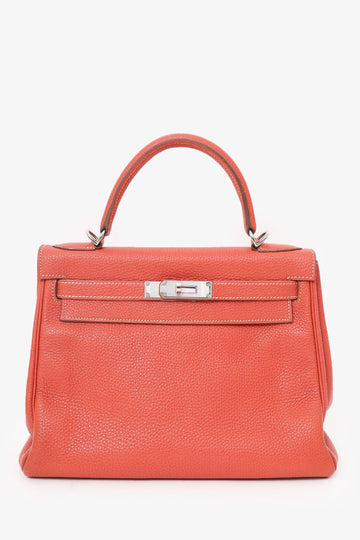 Hermès 2011 9M Salmon Togo Leather Kelly 28 Top Handle with Strap