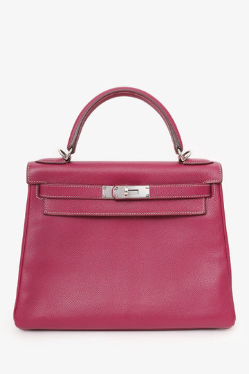 Hermès 2011 K5 Purple Epsom Leather Kelly 28 Top Handle with Strap
