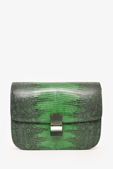 Celine Green Lizard Medium Box Bag