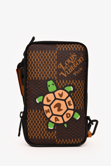 Louis Vuitton x Nigo Brown Giant Damier Ebene Double Phone Pouch CroESbody