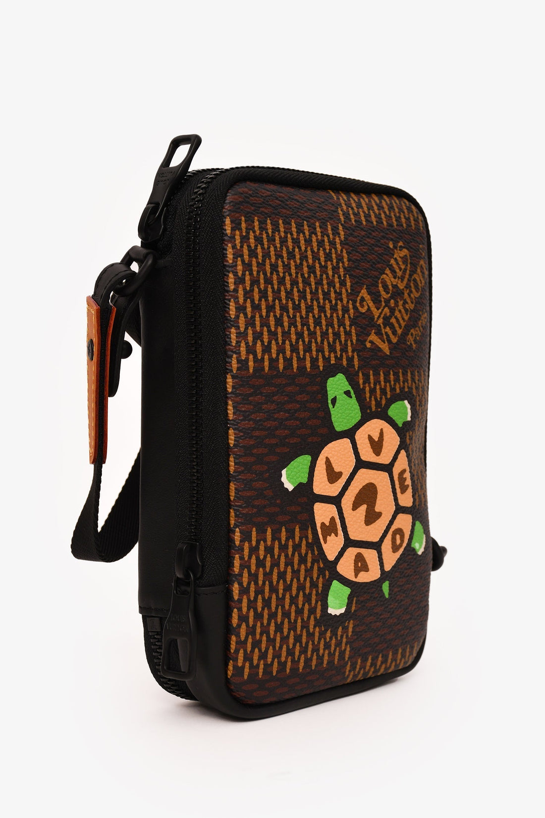 Louis Vuitton x Nigo Brown Giant Damier Ebene Double Phone Pouch CroESbody