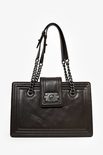 Chanel™ 2011 Grey Leather Reverso Boy Bag (As Is)