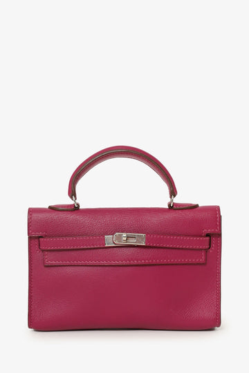 Hermès 2011 Tosca (Purple) Swift Micro Kelly 15 with Palladium Hardware
