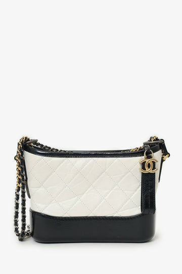 Chanel™  2018 Black/White Lambskin Leather Small Gabrielle Bag