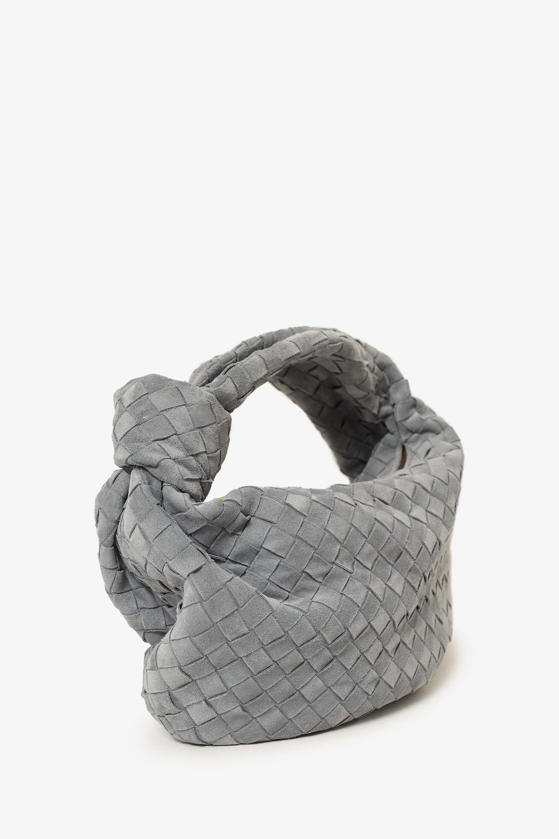 Bottega Veneta Grey Suede IntrESciato Leather Teen Jodie