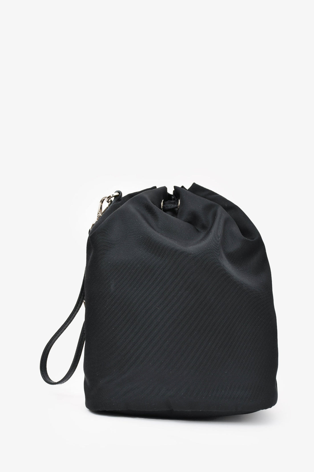 Prada 2019 Black Nylon Vela Logo Drawstring Bucket Pouch