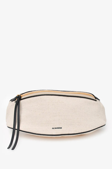 Jil Sander Cream/Black Canvas/Leather Belt Bag (As Is)